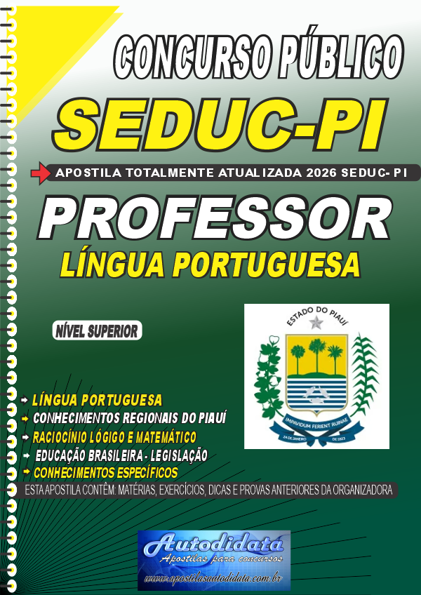 Apostila concurso Secretaria de Educação SEDUC-PI 2026 - Professor de Português