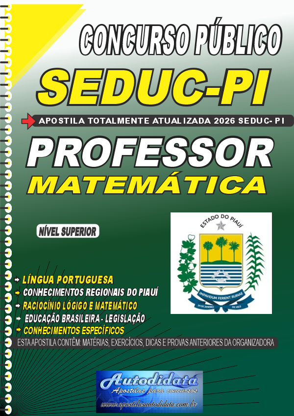 Apostila concurso Secretaria de Educação SEDUC-PI 2026 - Professor de Matemática