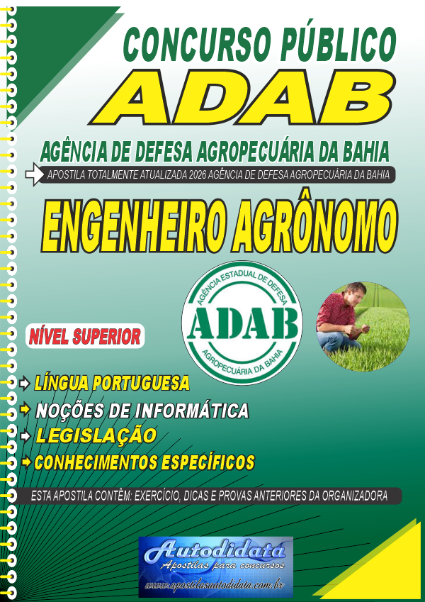 Apostila concurso Agência de Defesa Agropecuária da Bahia ADAB 2026 - Fiscal Estadual Agropecuário – Agronomia