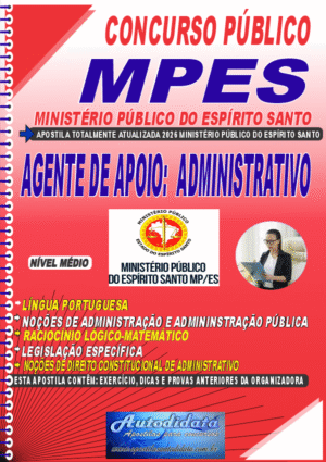Apostila concurso do MP-ES 2026 Agente de Apoio Ministério Público - Área: Administrativa