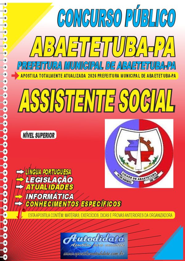 Apostila concurso Prefeitura de Abaetetuba PA 2026 Assistente Social