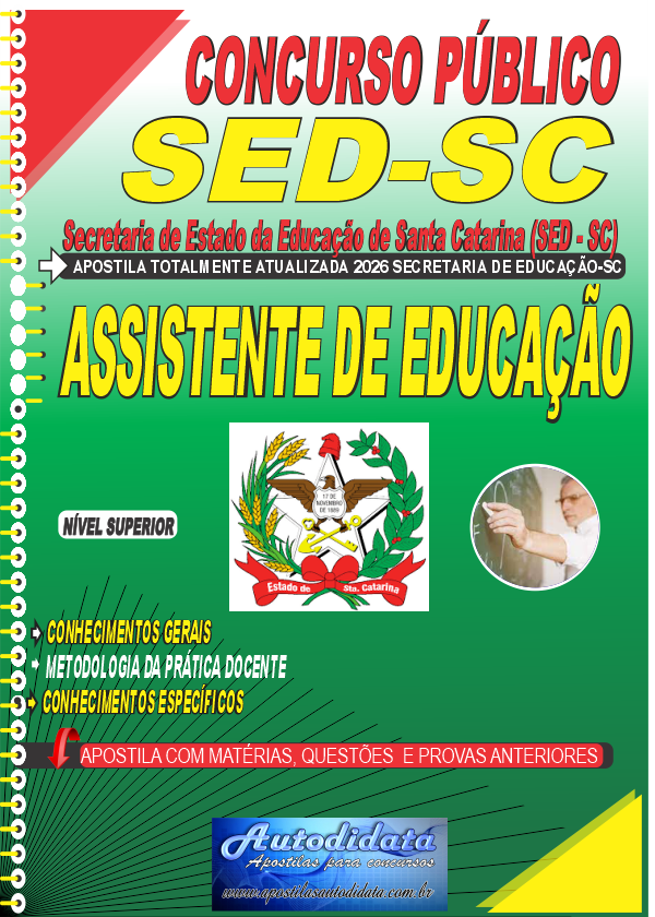 Apostila concurso Secretaria Educação Santa Catarina - SED/SC 2026 - Assistente de Educação