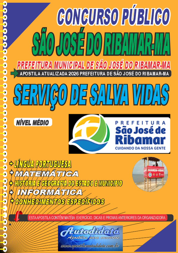 Apostila concurso São José de Ribamar - MA 2026 - Guarda Municipal Serviço de Salva Vidas.