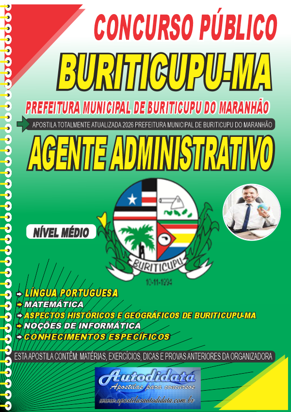 Apostila concurso de Buriticupu MA 2026 - Agente Administrativo