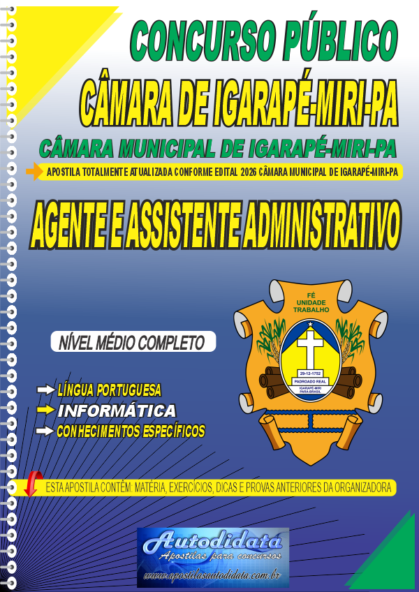 Apostila concurso Câmara Municipal de Iguarapé-Miri 2026 Agente Administrativo