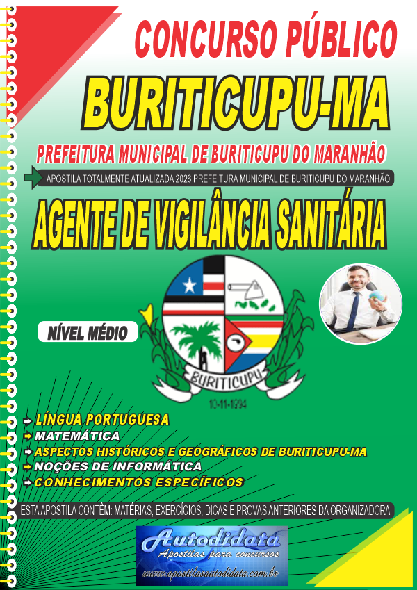 Apostila concurso de Buriticupu MA 2026 - Agente de Vigilância Sanitária