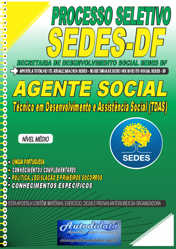Apostila concurso Secretaria de Desenvolvimento Social do Distrito Federal SEDES DF 2026 – Agente Social