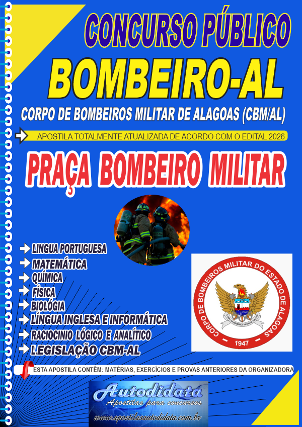 Apostila concurso Bombeiros Militar Alagoas (Cbm/AL) 2026 Praça Bombeiro Militar