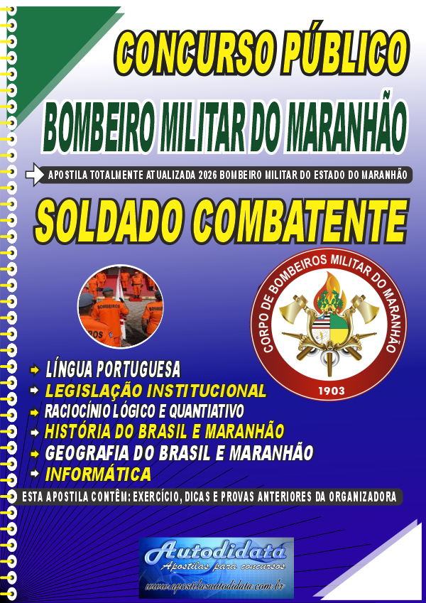 Apostila concurso Bombeiro Militar do Maranhão CBMMA 2026 - Soldado Combatente