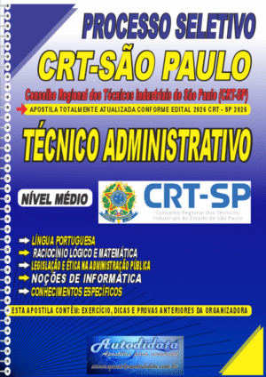 Apostila concurso CRT Conselho Regional dos Técnicos Industriais do Estado de São Paulo 2026 – Assistente Administrativo.