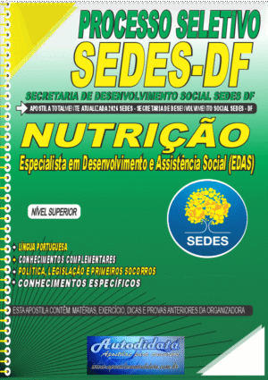 Apostila concurso Secretaria de Desenvolvimento Social do Distrito Federal SEDES DF 2026 Nutrição