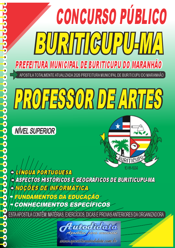 Apostila concurso de Buriticupu MA 2026 - Professor de Artes
