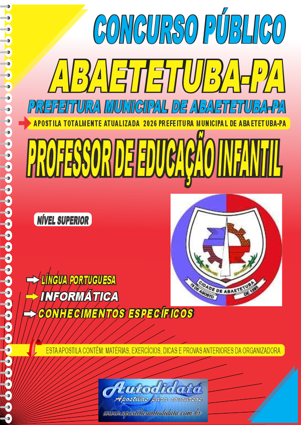 Apostila concurso Prefeitura de Abaetetuba PA 2026 Professor de Educação Infantil