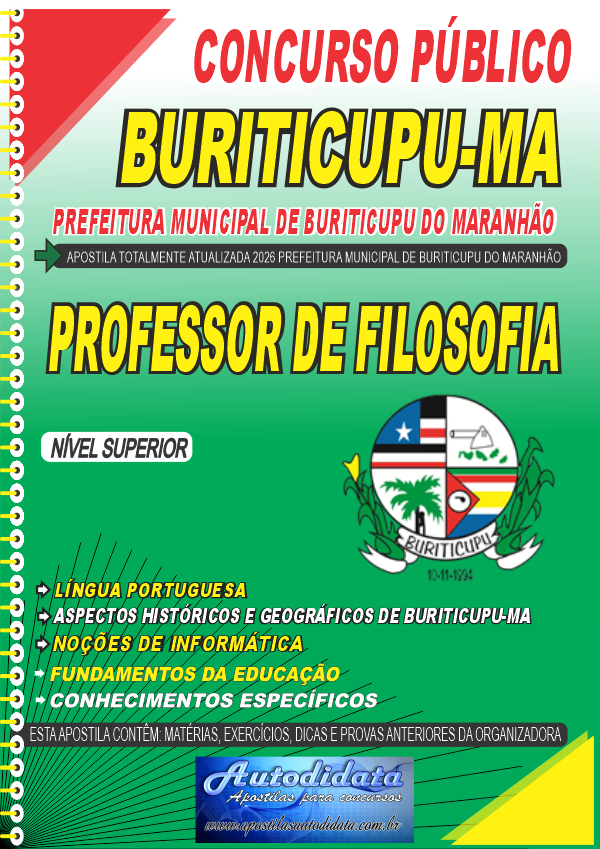 Apostila concurso de Buriticupu MA 2026 - Professor de Filosofia