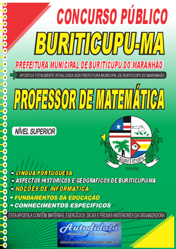 Apostila concurso de Buriticupu MA 2026 - Professor de Matemática