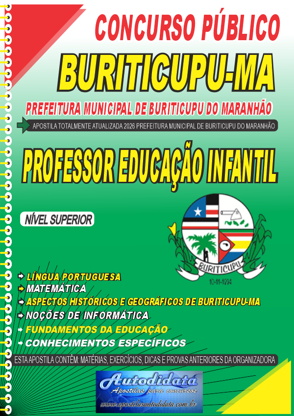 Apostila concurso de Buriticupu MA 2026 - Professor Educação Infantil