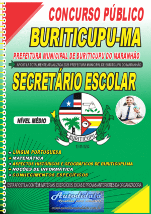 Apostila concurso de Buriticupu MA 2026 - Secretário Escolar