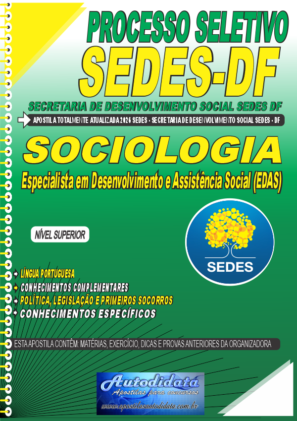 Apostila concurso Secretaria de Desenvolvimento Social do Distrito Federal SEDES DF 2026 Sociologia