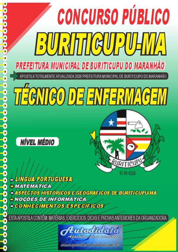 Apostila concurso de Buriticupu MA 2026 - Técnico em Enfermagem