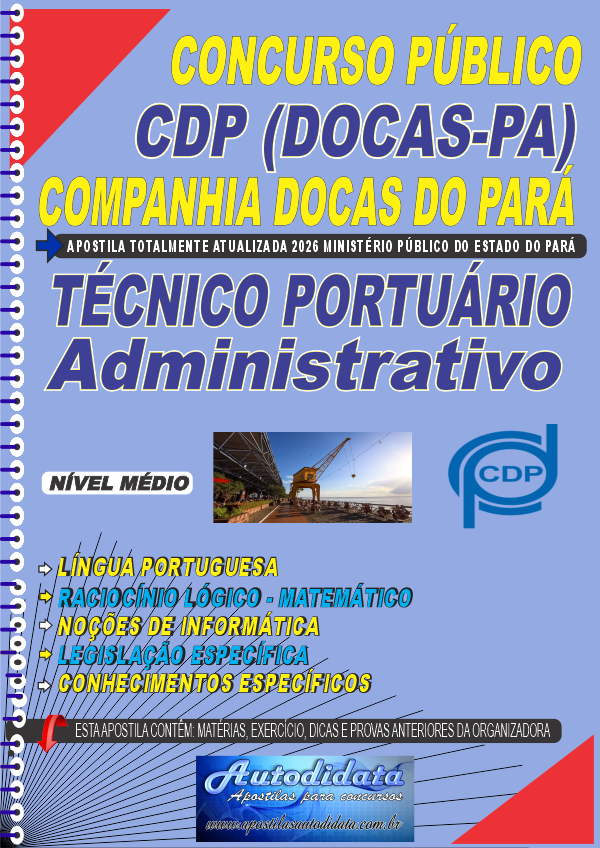 Apostila concurso Companhia Docas do Pará CDP PA 2026 - Técnico Portuário Administrativo