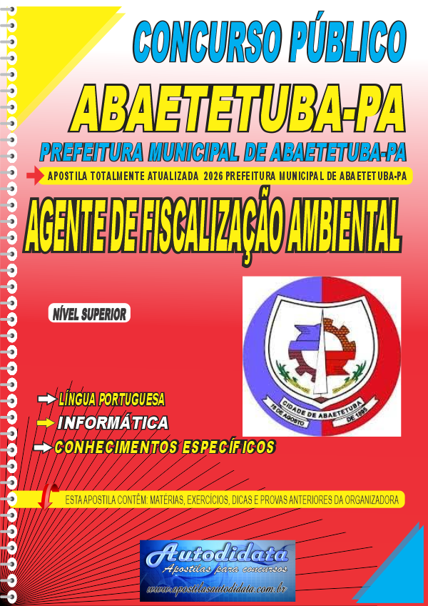 Apostila concurso Prefeitura de Abaetetuba PA 2026 Agente de Fiscalização Ambiental