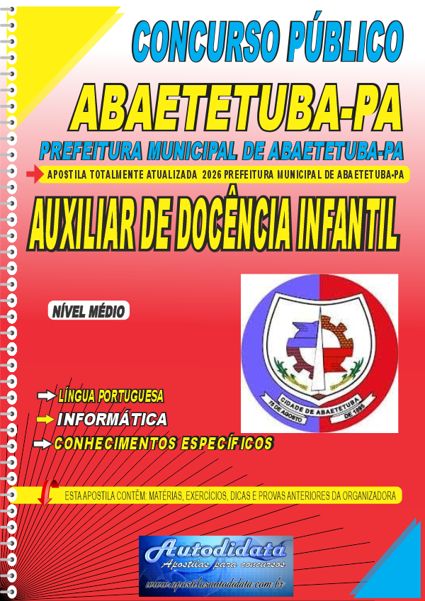 Apostila concurso Prefeitura de Abaetetuba PA 2026 Auxiliar de Docência na Educação Infantil