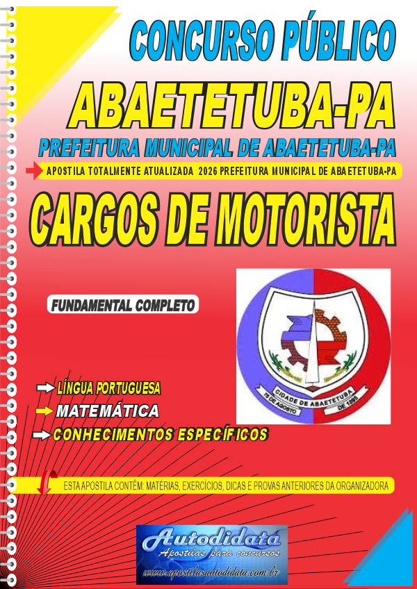 Apostila concurso Prefeitura de Abaetetuba PA 2026 Cargos de Motorista
