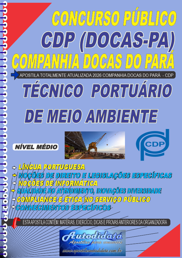 Apostila concurso Companhia Docas do Pará CDP PA 2026 - Técnico Portuário de  Meio Ambiente