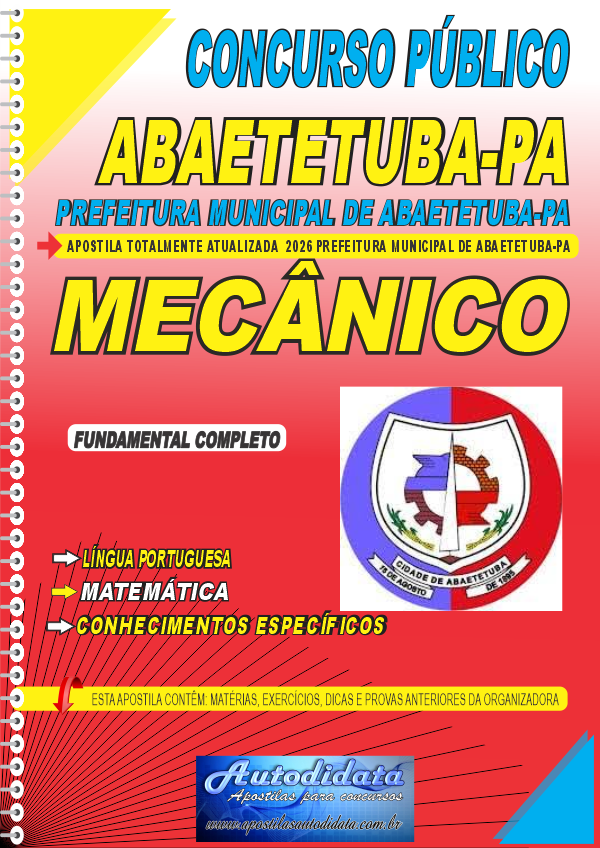 Apostila concurso Prefeitura de Abaetetuba PA 2026 Mecânico