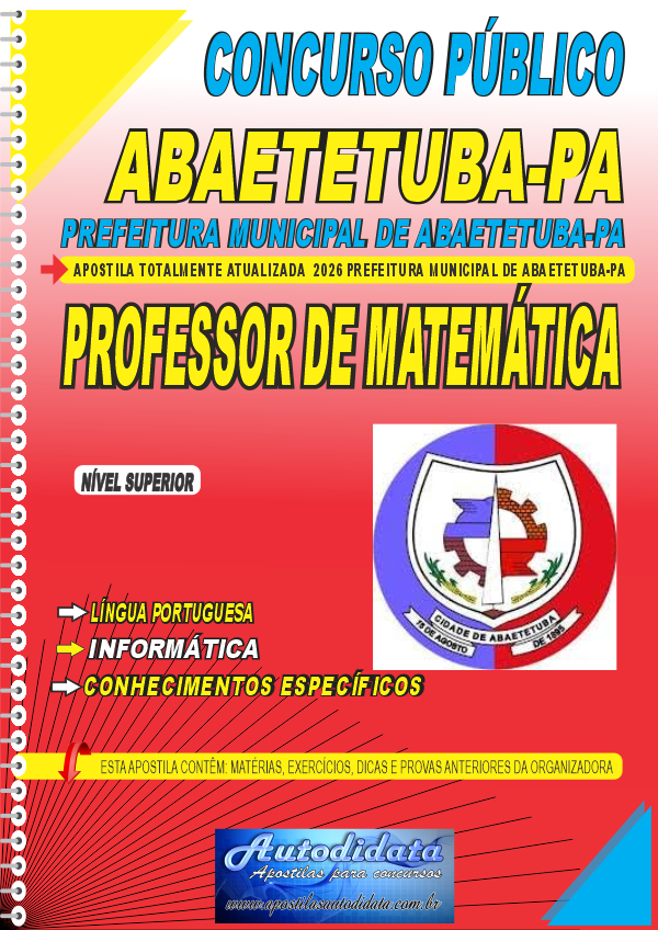Apostila concurso Prefeitura de Abaetetuba PA 2026 Professor de Matemática