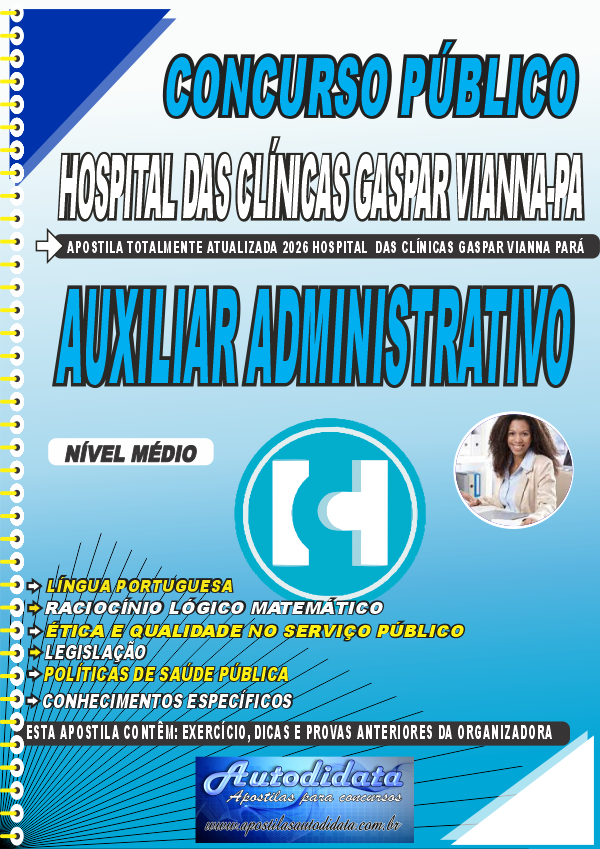 Apostila concurso FHCGV Hospital das Clínicas Gaspar Vianna 2026 Assistente Administrativo