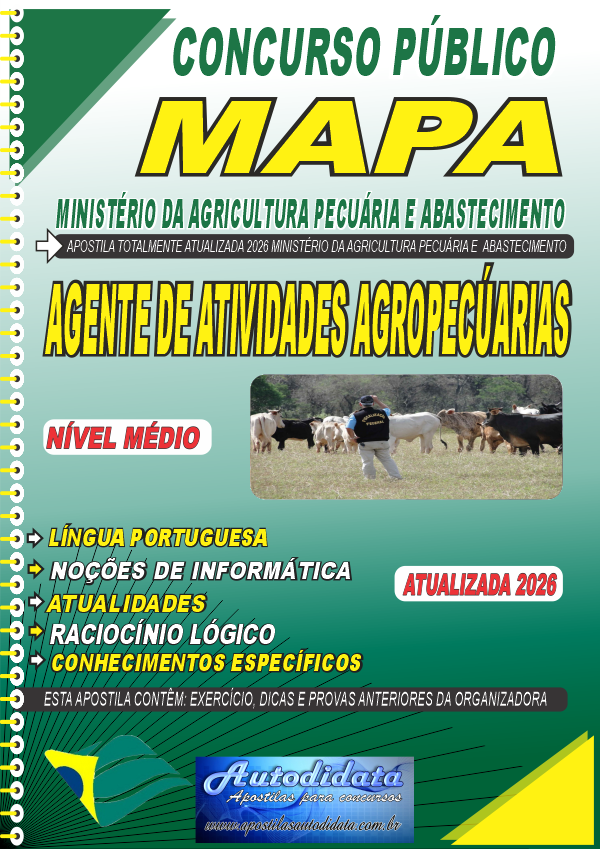 Apostila concurso do MAPA Ministério da Agricultura 2026 - Agente de Atividades Agropecuárias