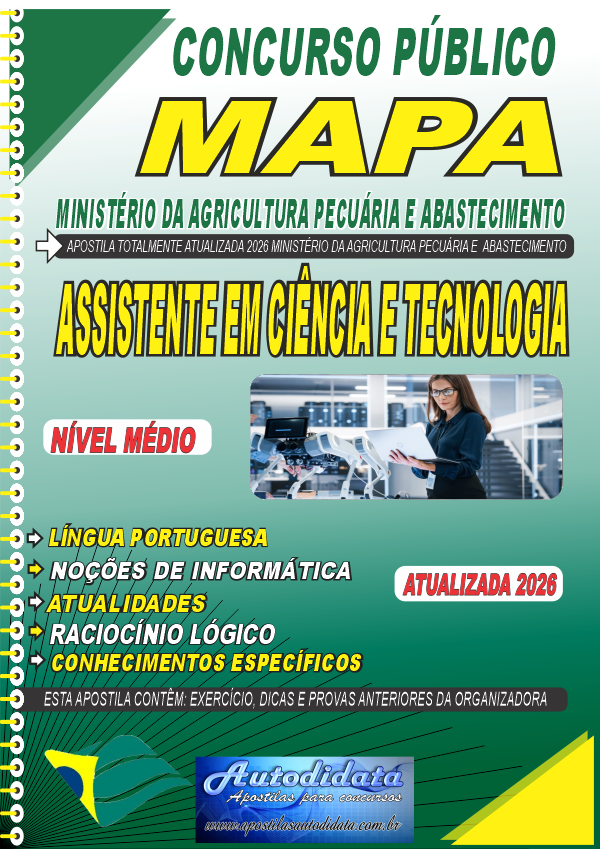 Apostila concurso do MAPA Ministério da Agricultura 2026 - Assistente em Ciência e Tecnologia