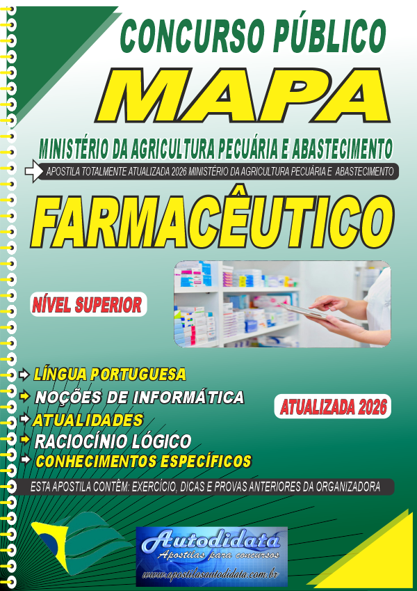 Apostila concurso do MAPA Ministério da Agricultura 2026 - Farmacêutico