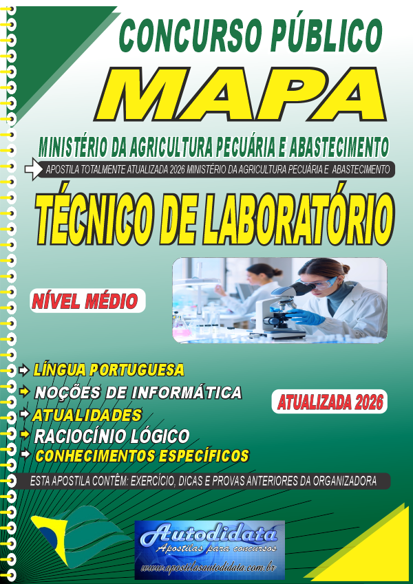 Apostila concurso do MAPA Ministério da Agricultura 2026 - Técnico em Laboratório