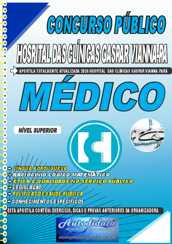 Apostila concurso FHCGV Hospital das Clínicas Gaspar Vianna 2026 Médico