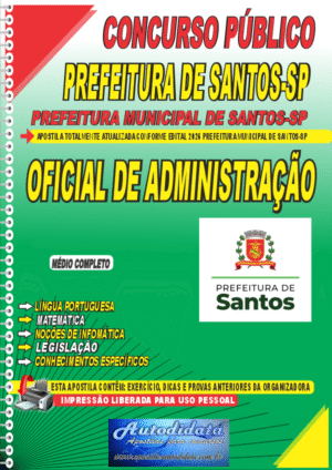 Apostila concurso Prefeitura de Santos SP 2026 Oficial de Administração