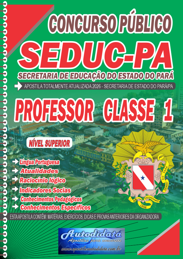 Apostila concurso da Seduc PA 2026 Secretaria Educação do Pará - Professor Classe 1