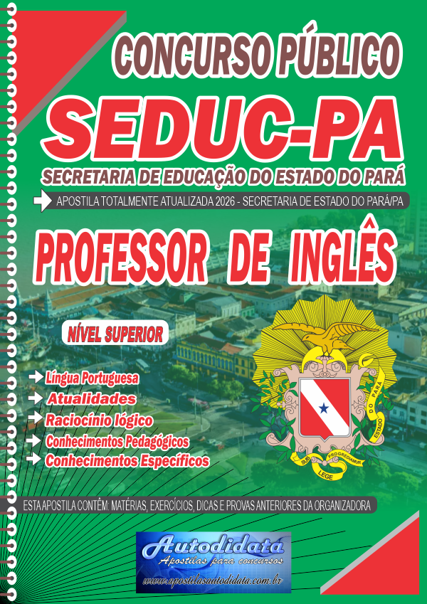 Apostila concurso da Seduc PA 2026 Secretaria Educação do Pará - Professor de Inglês
