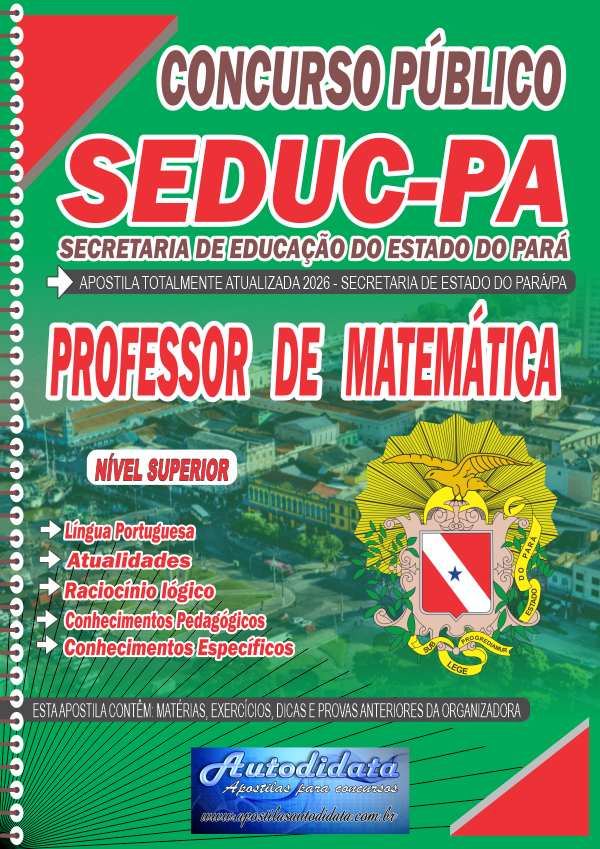 Apostila concurso da Seduc PA 2026 Secretaria Educação do Pará - Professor de Matemática