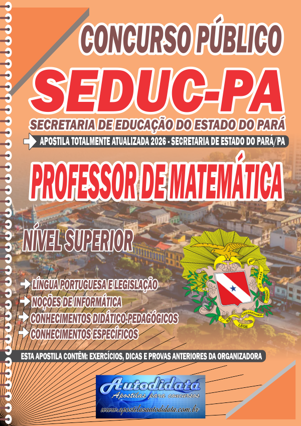 Apostila concurso da Seduc PA 2026 Secretaria Educação do Pará - Professor de Matemática
