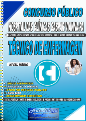 Apostila concurso FHCGV Hospital das Clínicas Gaspar Vianna 2026 Técnico de Enfermagem