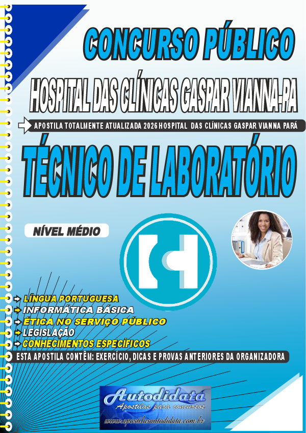 Apostila concurso FHCGV Hospital das Clínicas Gaspar Vianna 2026 Técnico de Laboratório